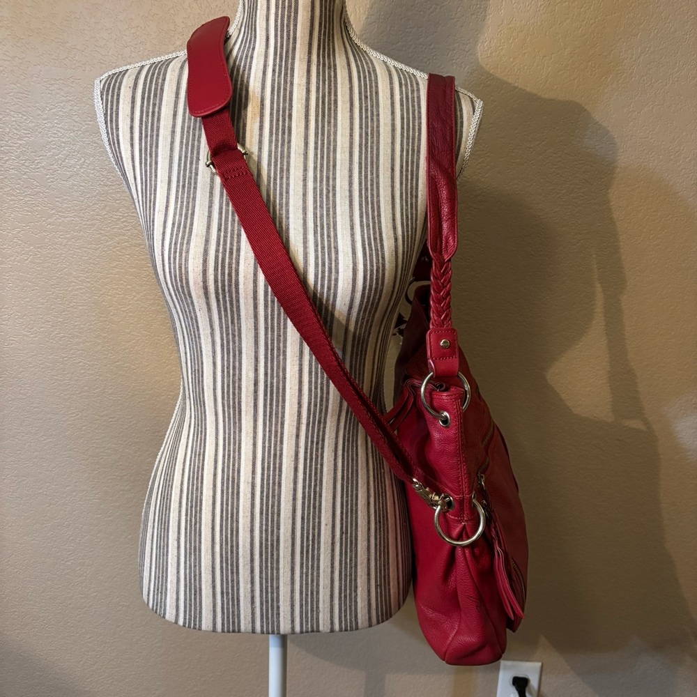 The Sak Bag Red Leather Convertible Shoulder Bag and Crossbody Braided Strap Y2K - Picture 15 of 15